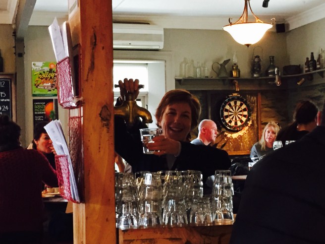 Sue getting the group's water